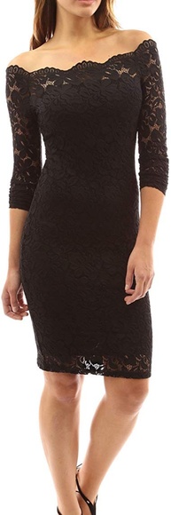 Cralove Cocktail Women's Off Shoulder Lace Dress - Picture 3 of 6